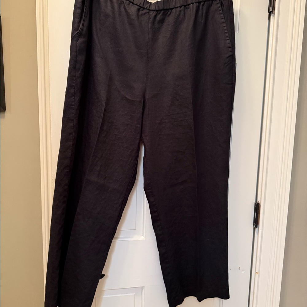 Eileen Fisher black linen pull on pants size 1x